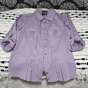 Cotton Express Lavender Button-Front Blouse